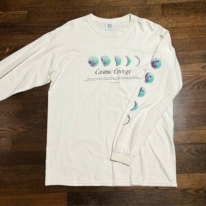BDG Cosmic Energy Moon Phases Long Sleeve Graphic T-Shirt Cream Size S